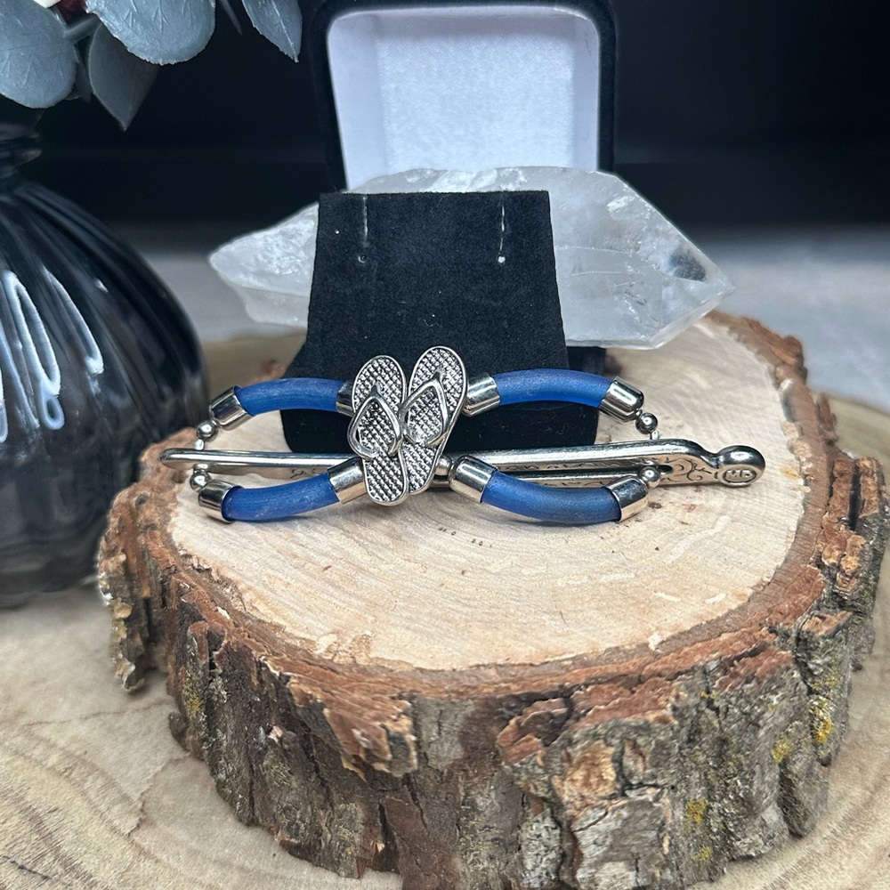 Lilla Rose Flexi Blue and Silver Flip-Flop Hair Clip